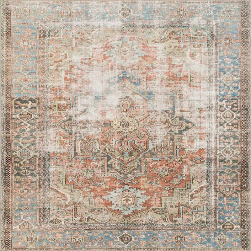 

Collection Lq-15 Terracotta / Sky Oriental Area Rug 1'6 Tapetes para habitación Large area rug for living room Girl room decor
