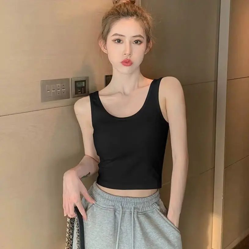 New Sexy Tank Top Black Halter Crop Tops Women Summer Camis Backless Camisole Fashion Casual Tube Female Sleeveless Cropped Vest |