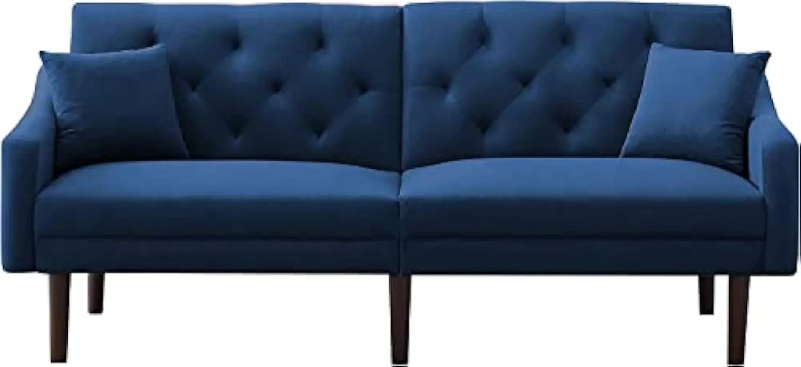 Диван-футон-трансформер с двумя подушками бархатный тафтинговый диван