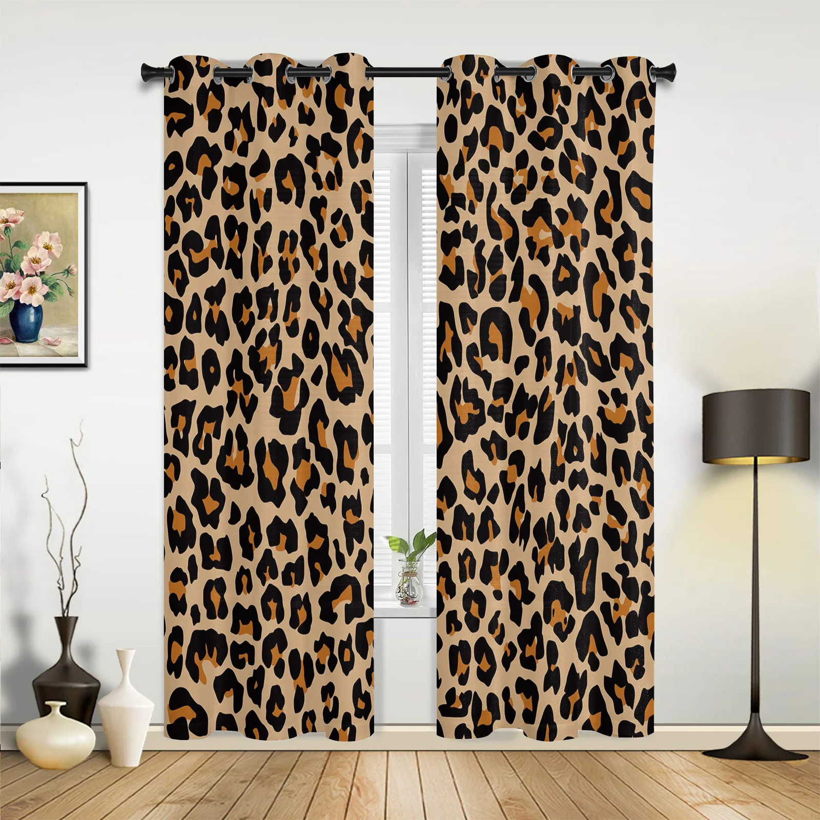 

Leopard Print Cheetah Art Curtains for Bedroom Living Room Drapes Kitchen Children's Room Window Curtain Modern Home Decor