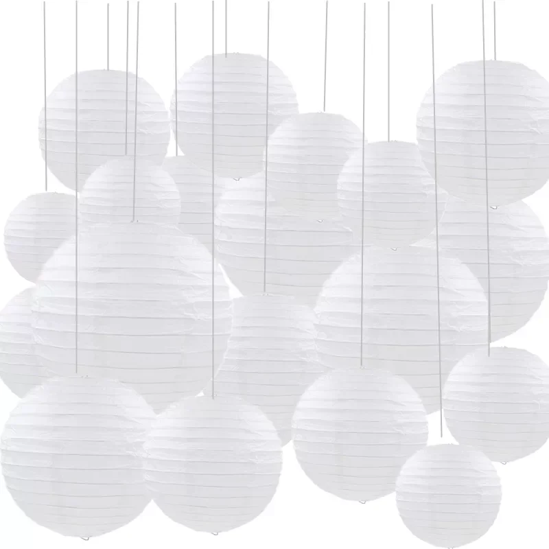 

30 шт./лот бумажный фонарь разных размеров, китайский бумажный шар, лампа, подвесной Белый Свадебный декор, бумажный абажур, праздничный Деко...