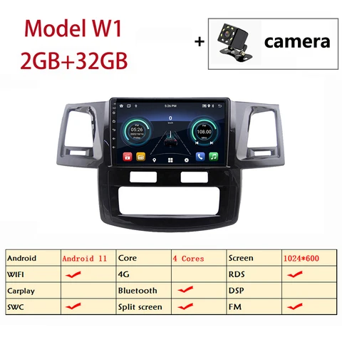 Автомагнитола 9 дюймов, мультимедийный видеоплеер для Toyota Fortuner Hilux 2012, 2013, 2014, 2015, головное устройство с GPS-навигацией, Bluetooth, камерой, USB