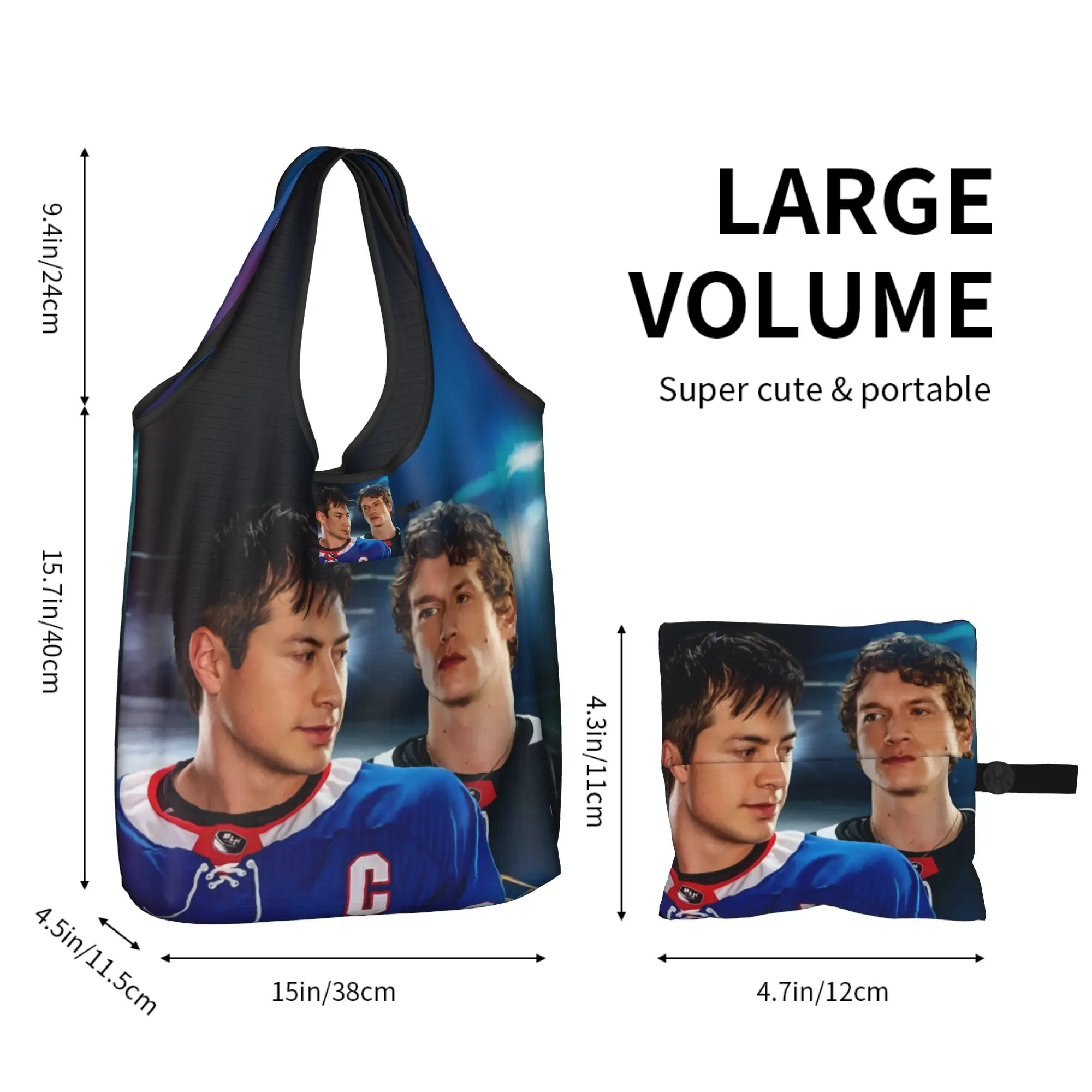 Фото Сумки-шопперы с подогревом R-Rivalryes для продуктов, женские сумки-шопперы Kawaii Ice Hockey, сумки через плечо, вместительные сумки-тоуты №3
