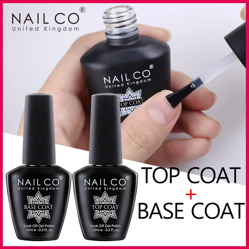 NAILCO No Wipe Top Coat Base Coat Primer Lacquer UV Colors Gel Nail Polish Esmalte Soak Off Semi Permanente Vernis Nail Art Tips