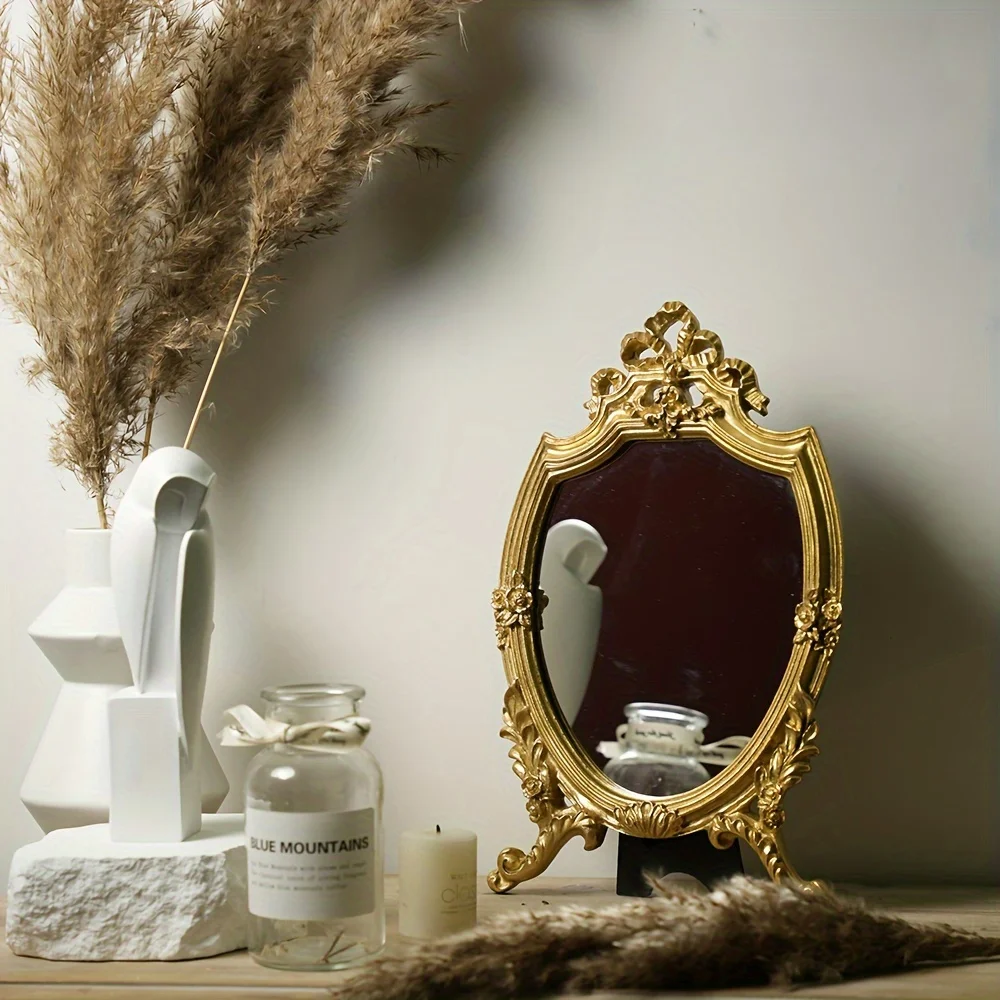 1 шт. винтажное зеркало для туалетного столика в барочном стиле Золотое
