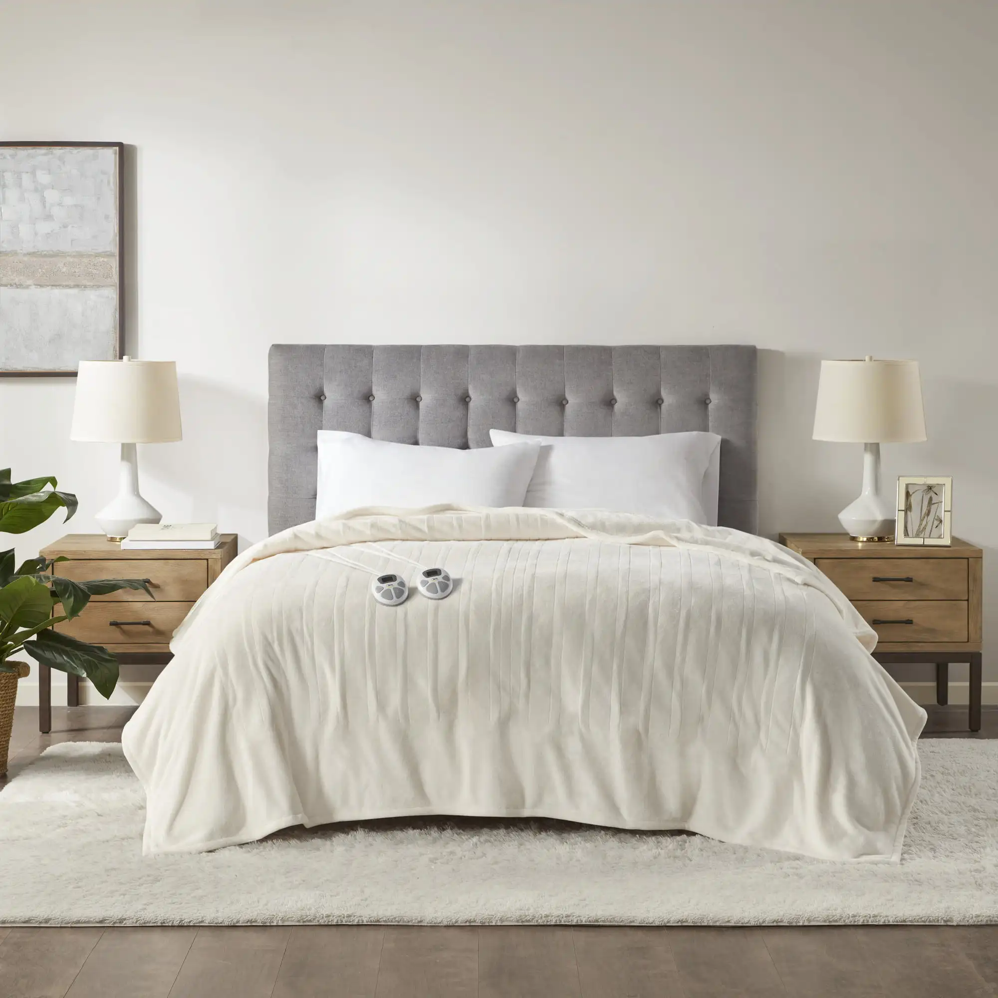

White Polyester Cordless Electric Blanket, Queen