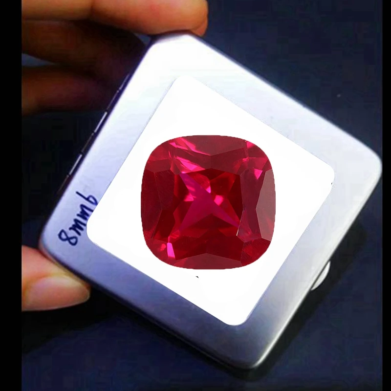 

Box Large Red Ruby Corundum Sapphire 11.0mm 5.0Cts Square Cut Sri-Lanka VVS Loose Gemstone For Jewelry Making