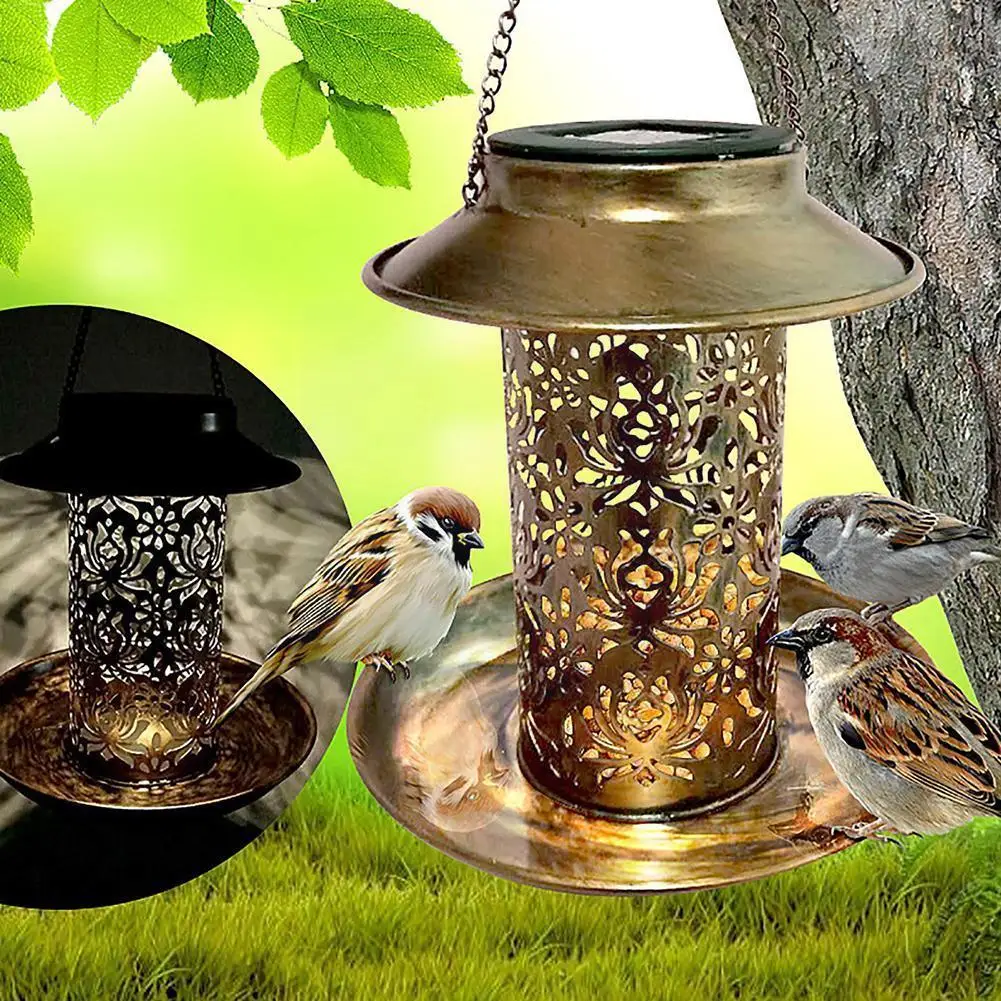 

Garden Solar Bird Feeder Light Outdoor RGB Pendant Light Decor Night Water Patio Light Waterproof Hanging Bird Feeder Garde G2Y8