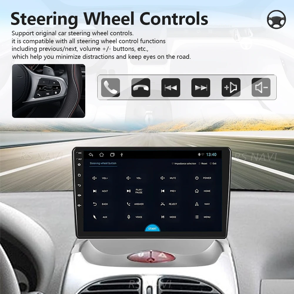 Фото Для Peugeot 206 (2004-2008) и Citroen C2 (2006-2013) — Автомагнитола с экраном 2K, Android 16, Snapdragon, CarPlay и Auto, Plug and Play №2