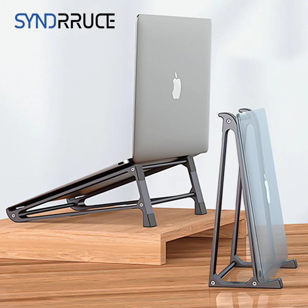 

2 In 1 Aluminium Alloy Vertical Storage Laptop Stand Desktop Tablet Holder Desk Mobile Phone Stand For IPad Macbook Pro Notebook