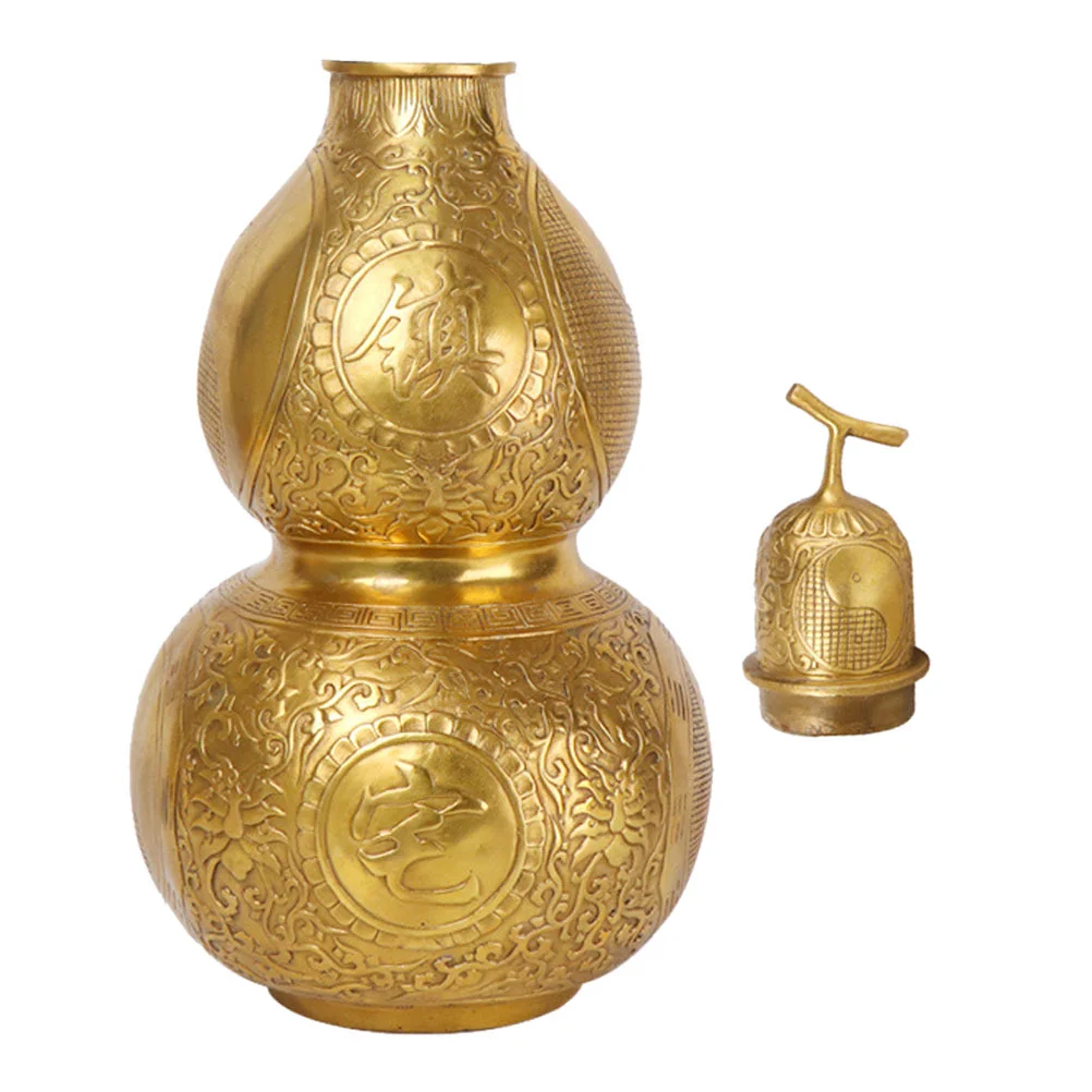 

Gourd Wu Lou Statue Chinese Shui Feng Sculpture Figurine Calabash Decoration Decor Brass Ornament New Year Pendant Wealth