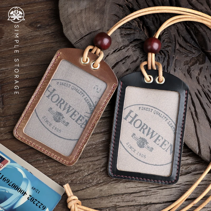 Кожаный чехол для рабочей карты Horween US Chromexcel, держатели для визитных карточек, карманный ремешок для визитных карточек, натуральная кожа