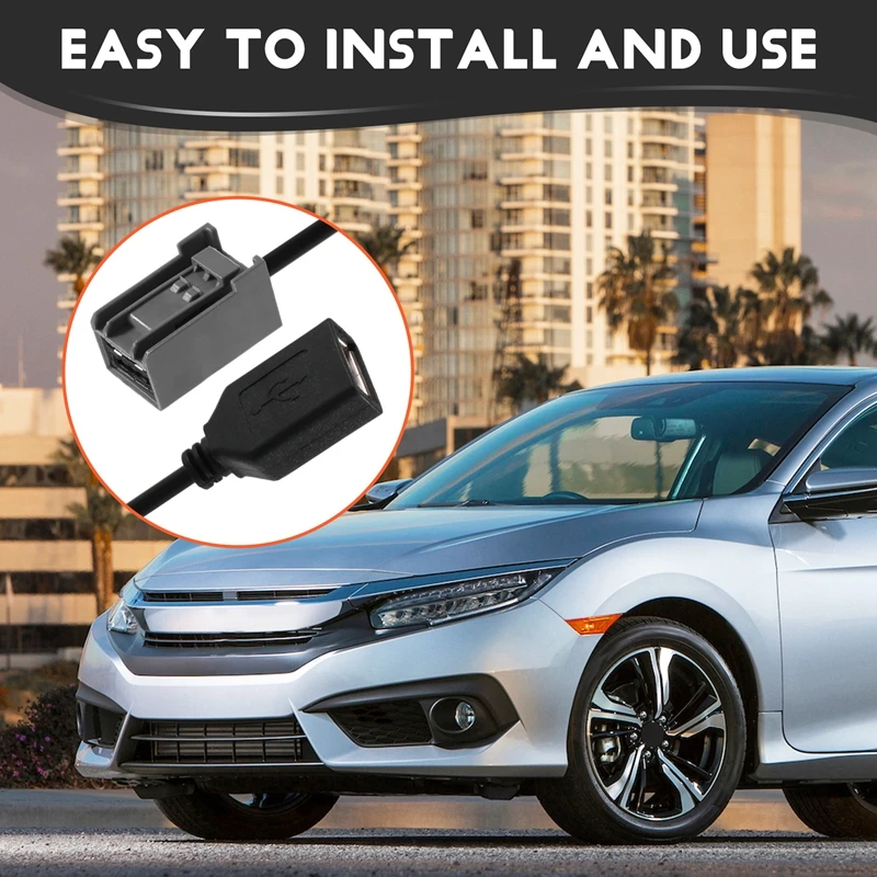 Car Aux USB Cable Adapter Female Port Extension Wire For Honda Civic Jazz CR-V Accord Stereo MP3 Interface Accessories