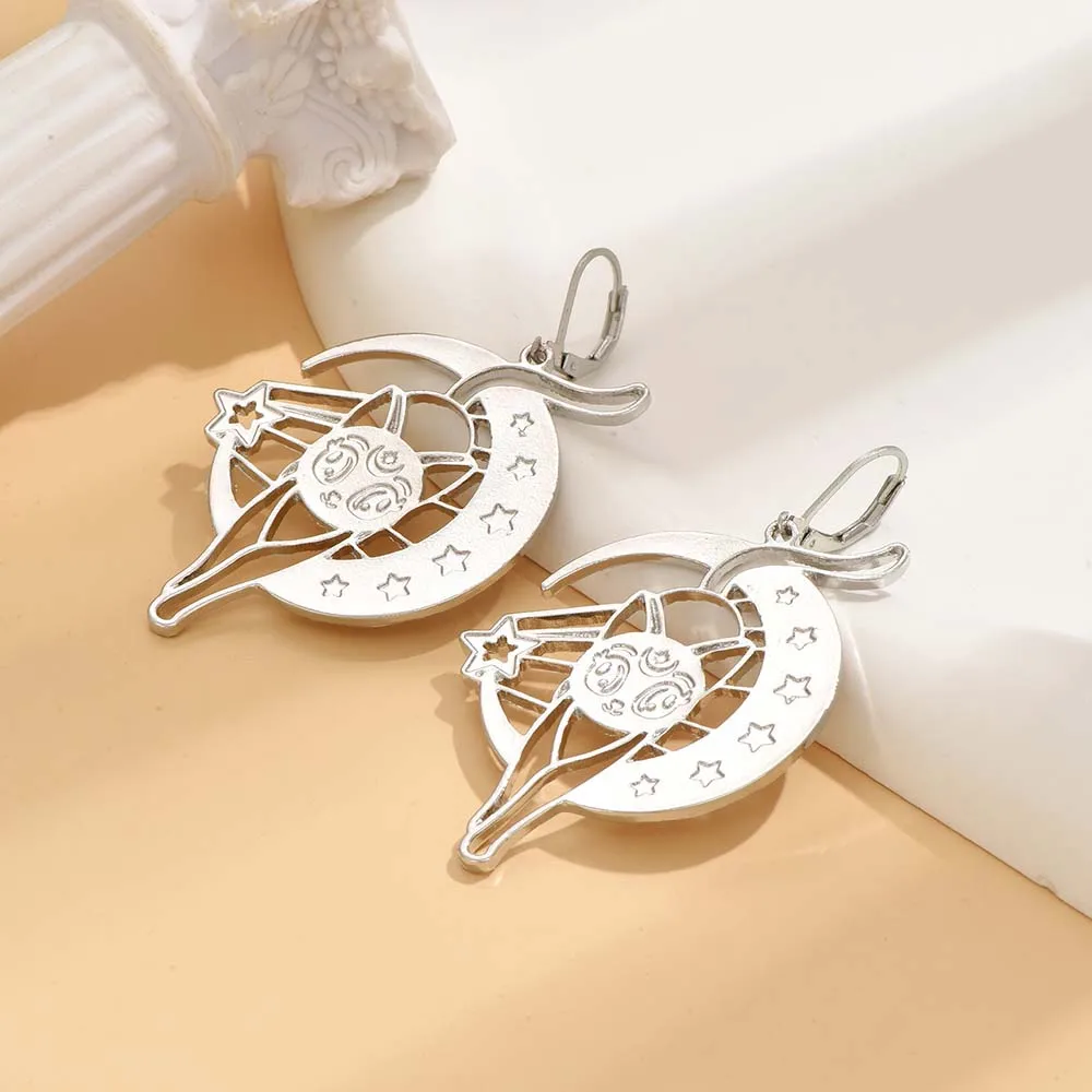 

Cat Moon Star Meteor Dangle Earrings for Women Fashion Simple Personalized Piercing Eardrop Girls Party Gift Jewelry Accessories