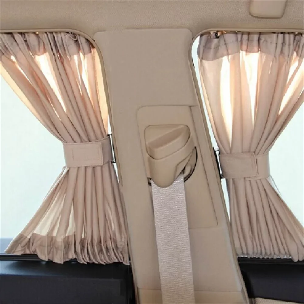 

2pcs 50L Aluminum Alloy Rail Car Curtain Universal Sun Protection Heat Insulation Decoration Black Gray Beige Auto Accessories