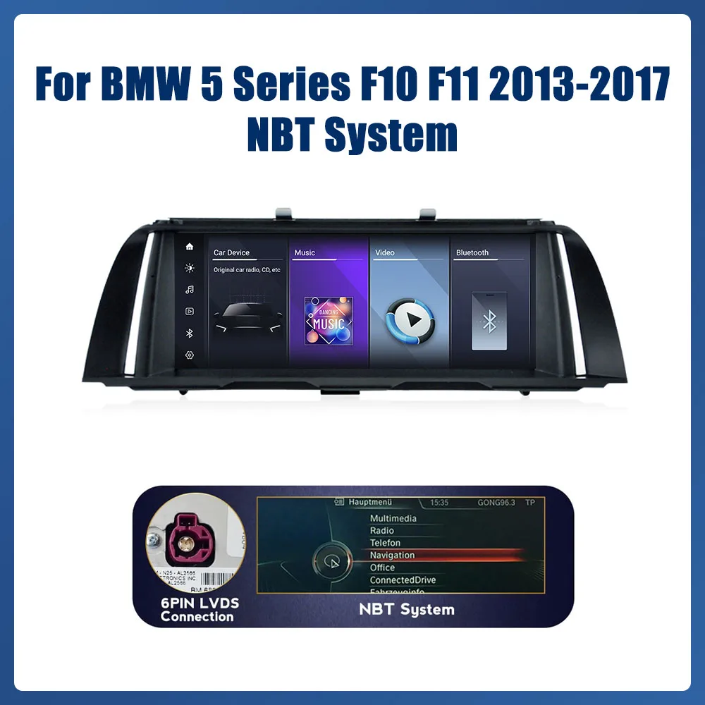 

Автомобильный радиоприемник 10,25 дюйма для BMW 5 серии F10 F11 2011-2017 CIC NBT, система GPS-навигации, мультимедийный дисплей, головное устройство, видеоплеер