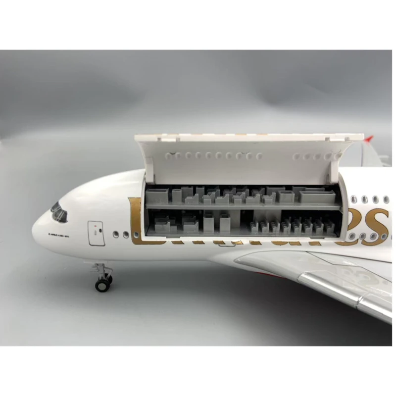 Фото Новый тип литья под давлением модель A380 Emirates Airways, смоляная открывающаяся дверь кабины, самолет с легкой коллекцией авиакомпании, подарки №3
