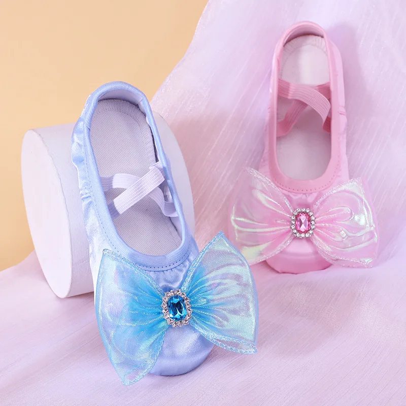 ballet shoes girl bow mesh Girl princess dancing for girls dancers Dance flats sports