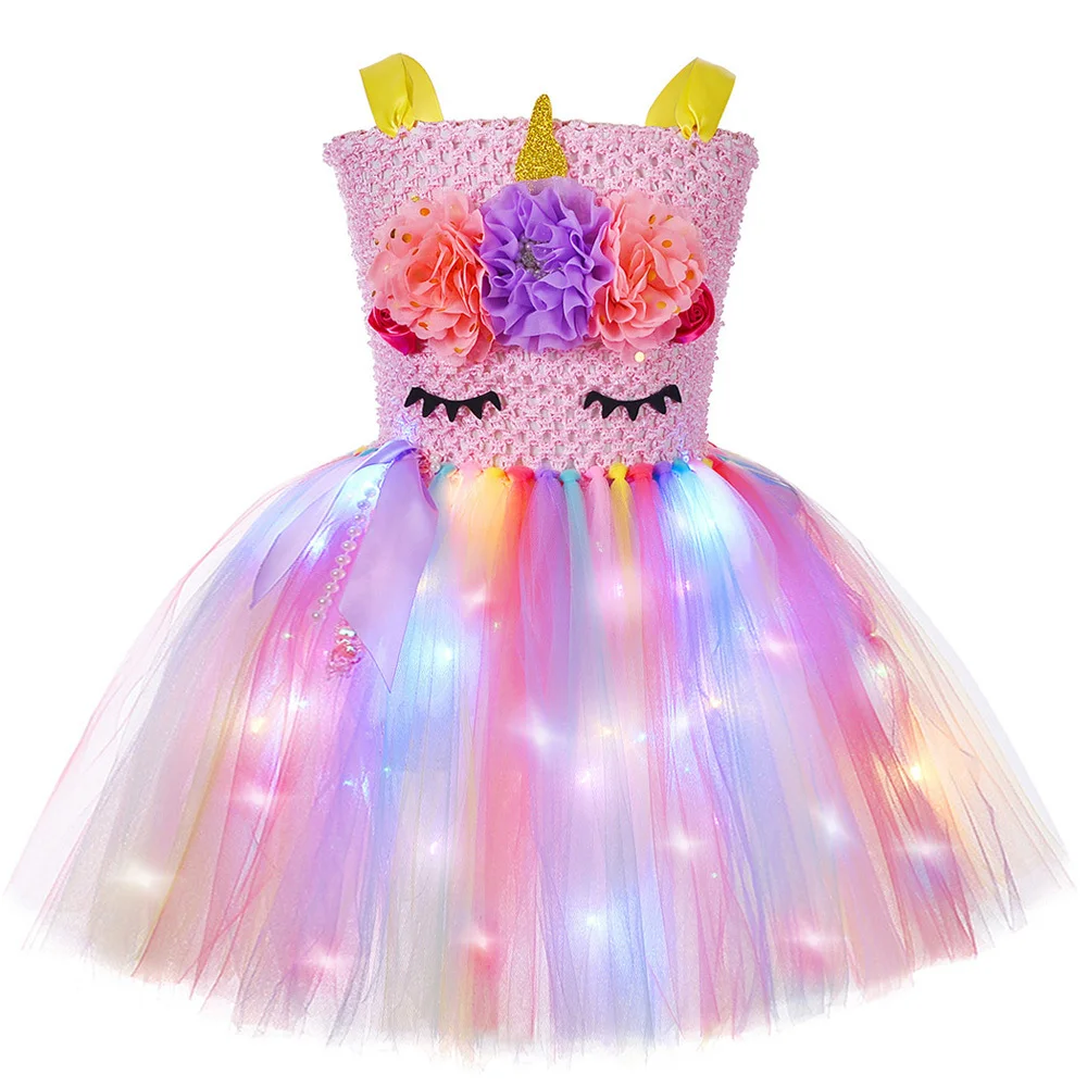 Костюм пони со светодиодной подсветкой и цветком единорога для девочек