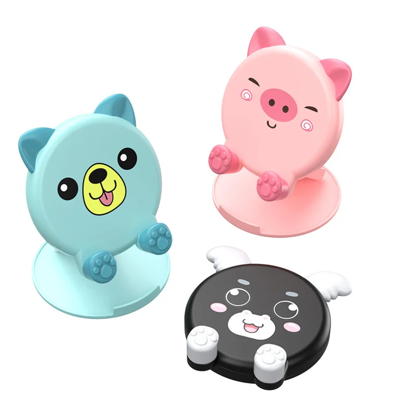 cute pig tiger foldable phone holder desktop cell phone stand universal adjustable foldable desktop table tablet holder stand free global shipping