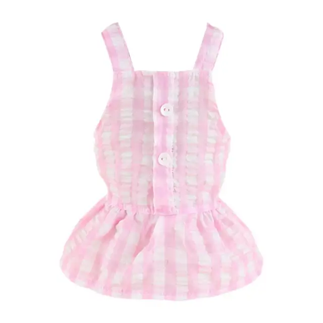 Pet Dress Pet Garment Decor Plaid Pattern Sleeveless Friendly to Skin Non-Irritation Easy-wearing Decorative Polyester Cat Dog 3