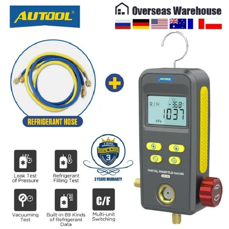 

Цифровой тестер давления AUTOOL LM110 PLUS, измеритель системы кондиционирования воздуха в трубах хладагента