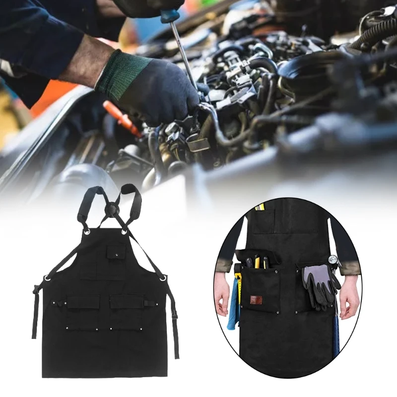 

Холщовый регулируемый Рабочий Фартук с инструментами, рабочие карманы для крестовых ремней