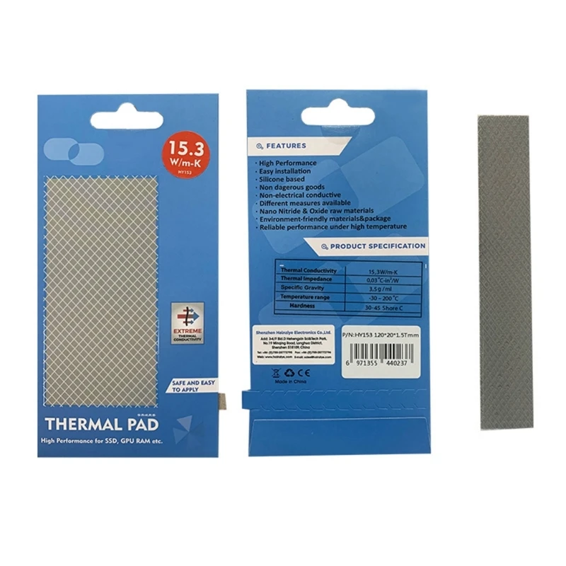 

Термопрокладка HY153, охлаждающие силиконовые прокладки для графической карты, радиатор для ноутбука, SSD, GPU, процессора, тепловая труба, охлаж...