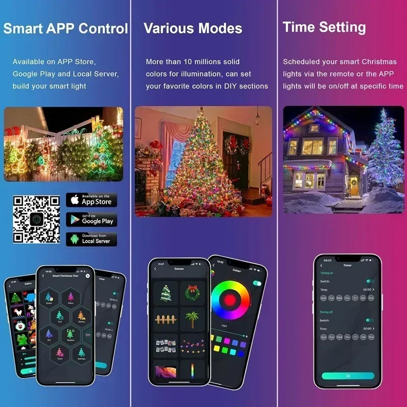 RBGIC Light String DIY гирлянды App Contronl Bluetooth Connect Lights для новогодних рождественских