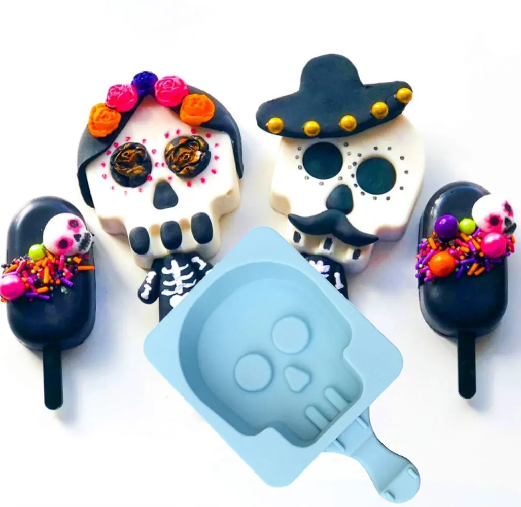 

New Single Hole Halloween Skull Silicone Ice Cream Mold Homemade Popsicle Mould kitchen Accessories Chocolate Cake Supplies