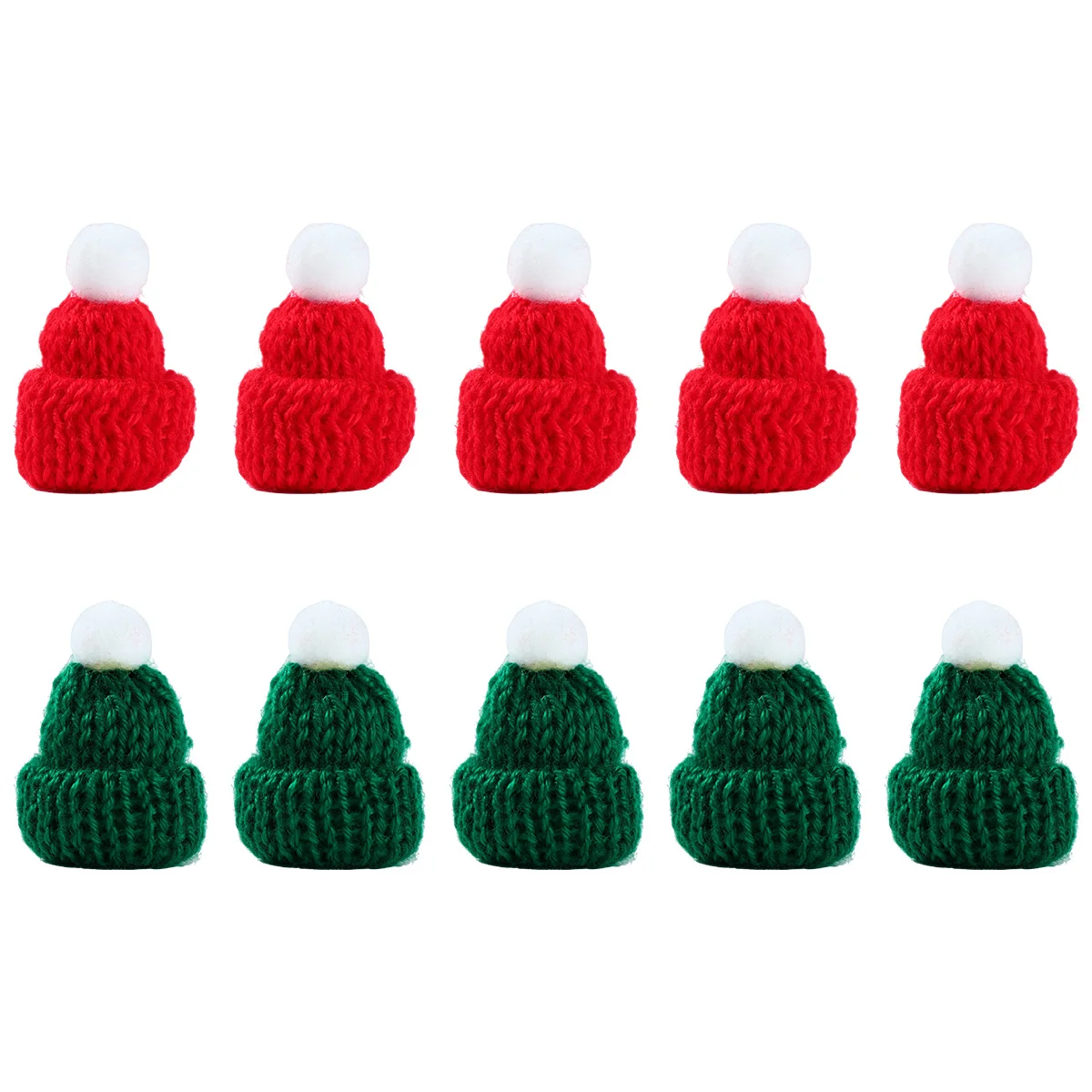 10Pcs Christmas Mini Finger Hat Santa Handmade DIY Wine Bottle Decor Knitted Hats Tree Ornament Xmas Party Favor 2024