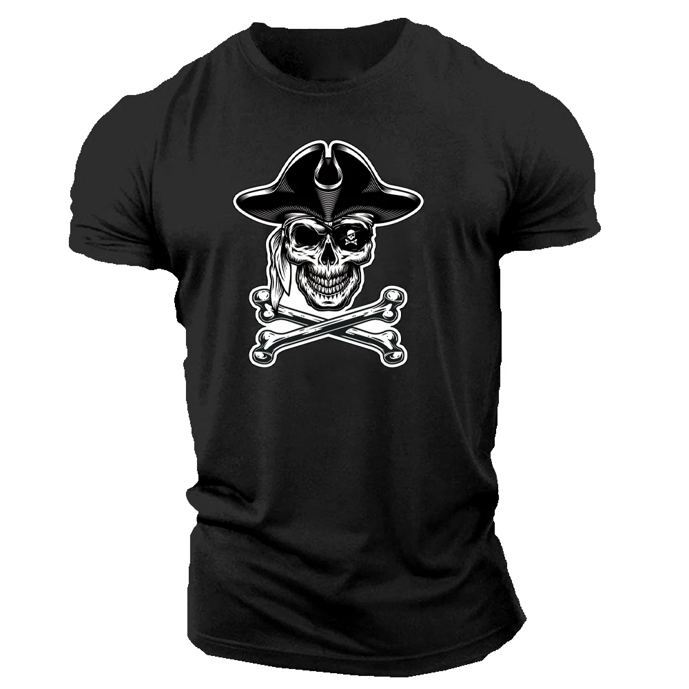 

Summer fashion trend new oversized men's dark smile skull print short-sleeved top men's handsome street style fitness T-shirt