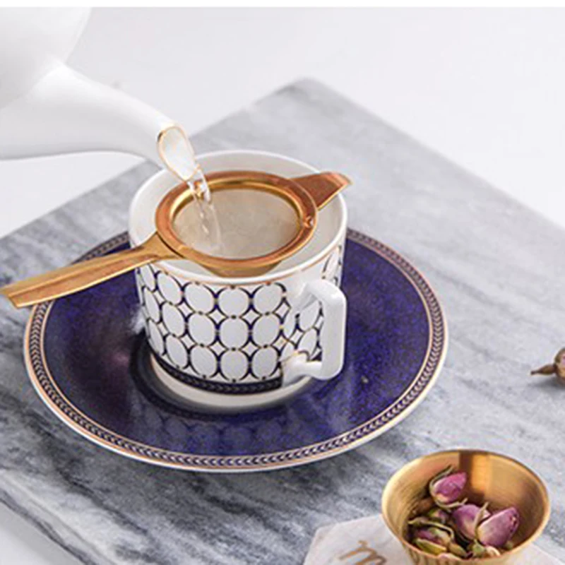 

Newest Reusable Tea Filter Mesh Tea Strainer Stainless Steel Mesh Tea Infuser Strainer +Loose Leaf Drip Bowl High Quality