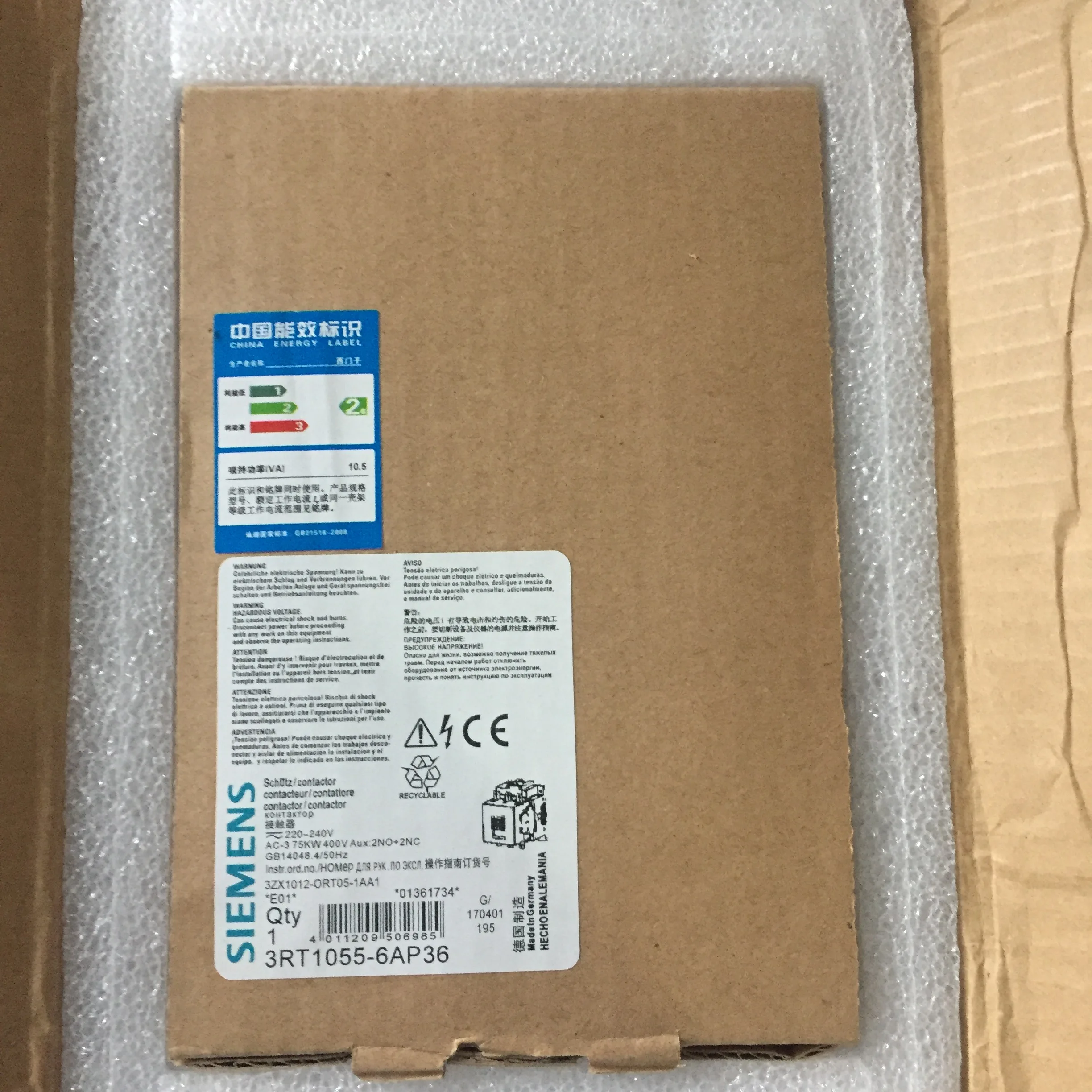 

AC contactor 3RT1055-6AP36