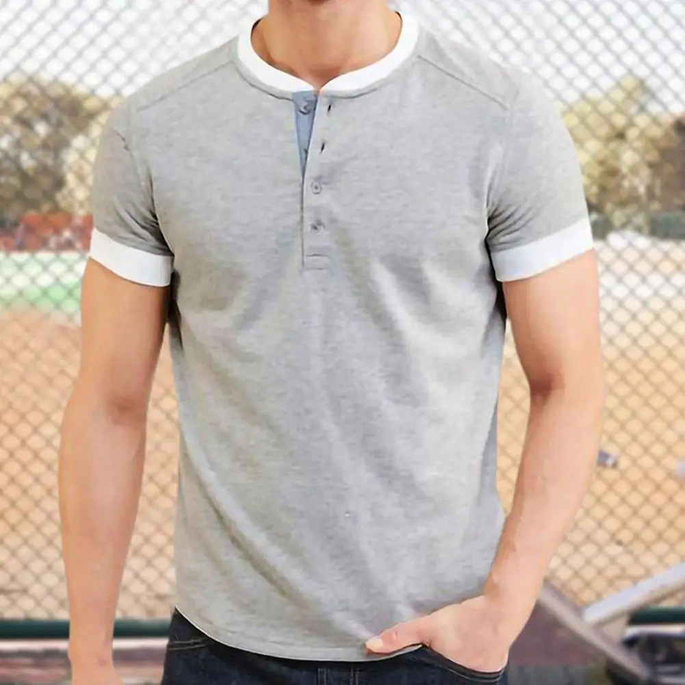

Men's Clothing Men T-shirt O Neck Contrast Color Slim Fit Short Sleeve Summer Top Sports Shorts for Men Male Garment