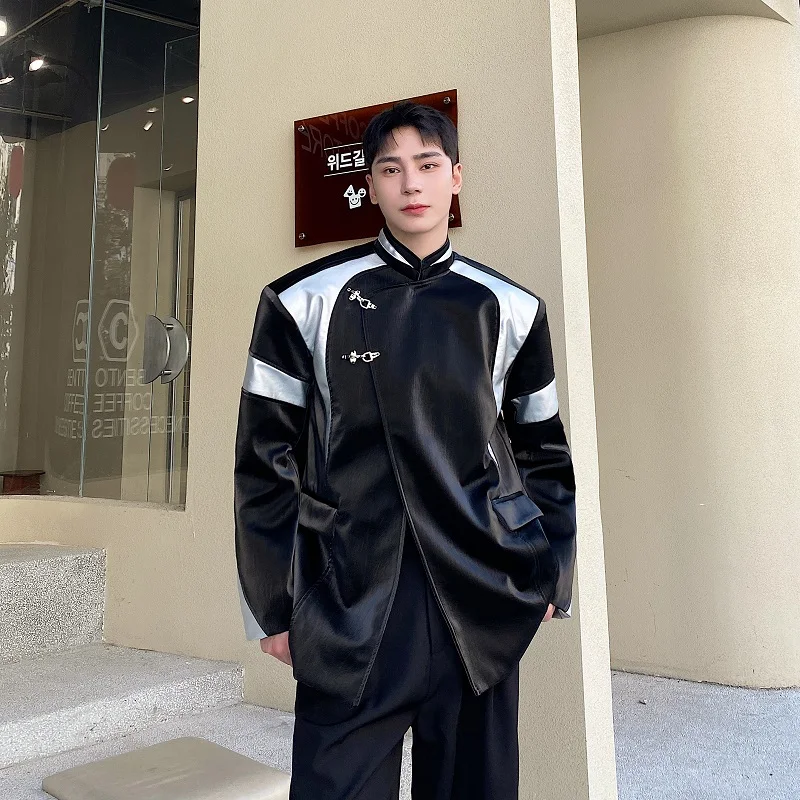 

Мужская куртка из ПУ кожи, с воротником-стойкой, на осень/зиму