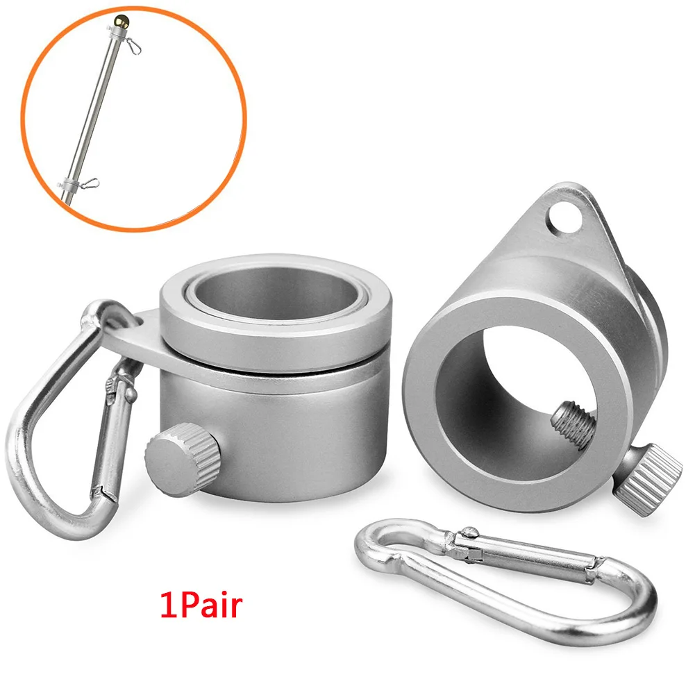 

1pair Pole Attachments Mounting Rings Grommet With Cla Rotating Outdoor Flag Pole Kit With Carabiner Anti-Wrap Flag Pole Ring