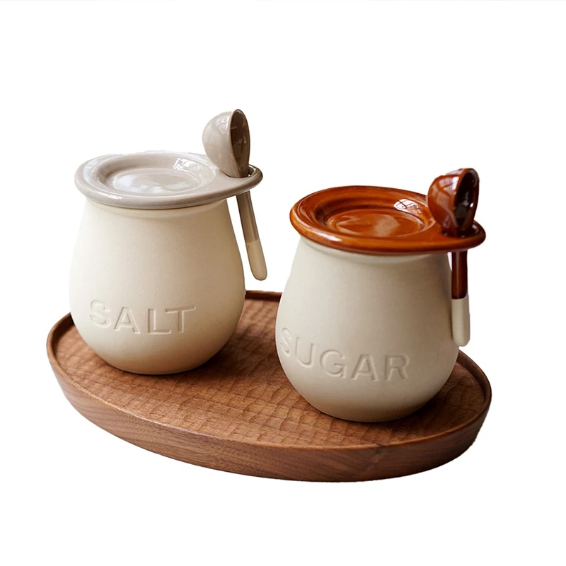 

Jap Ceramic Storage Jars with Lid Retro Decorative Sugar Jar Kitchen Condiment Dispenser Mini Salt Jar Canister Sets