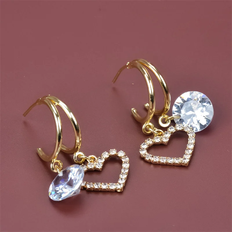 

Корейские модные и популярные серьги из циркония, классические и универсальные серьги в форме сердца персика, аксессуары для женщин 2023