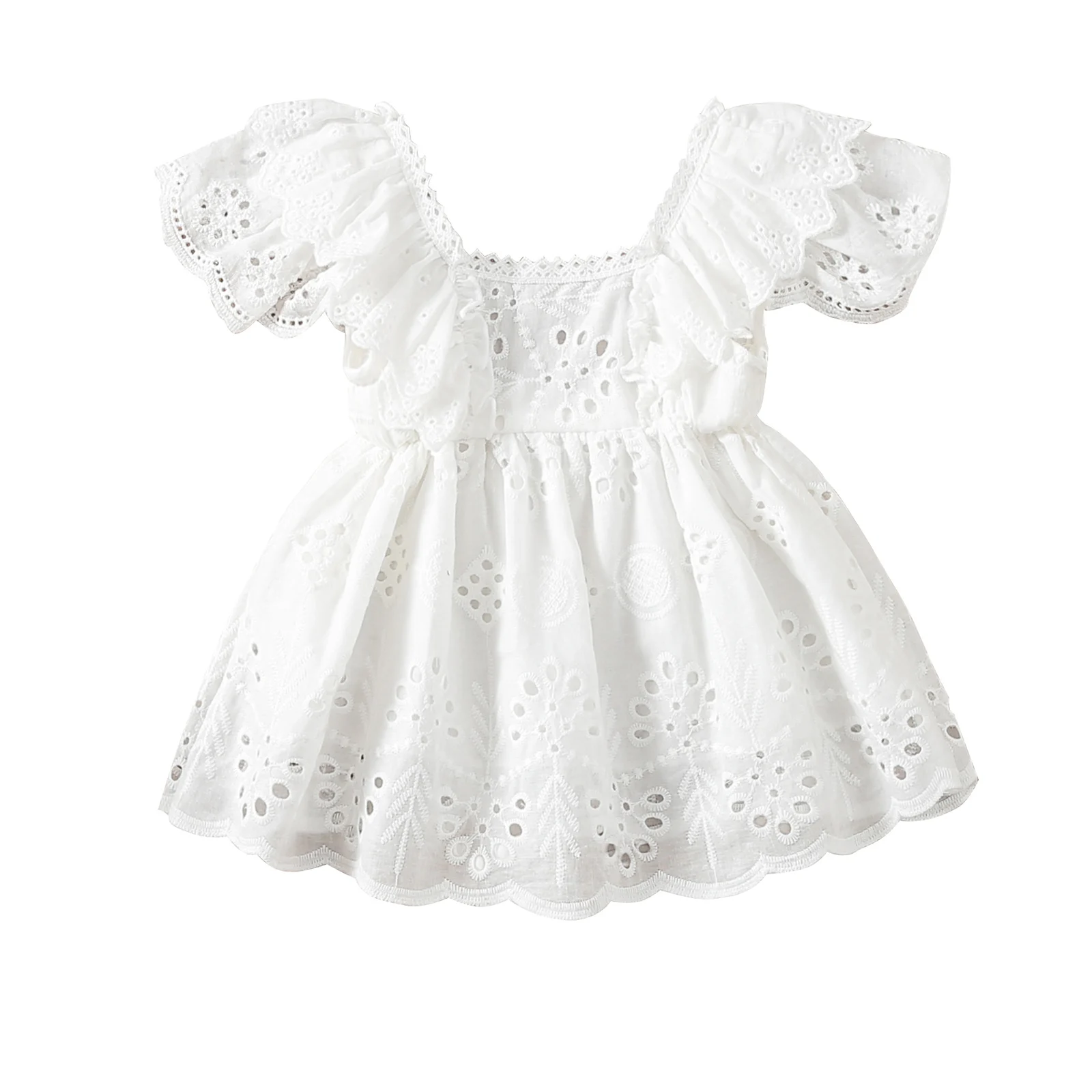 

0-18M Summer Newborn Infant Baby Girl Dress Lace Ruffle A-line Dresses For Girls Birthday Party Costumes