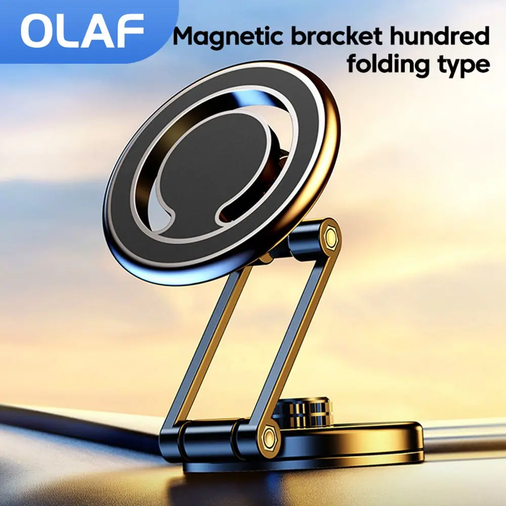 

Сильный магнитный автомобильный держатель для телефона, вращающаяся на 720 ° Автомобильная Подставка для сотового телефона для iPhone 14 13 12 Xiaomi, складной магнитный кронштейн