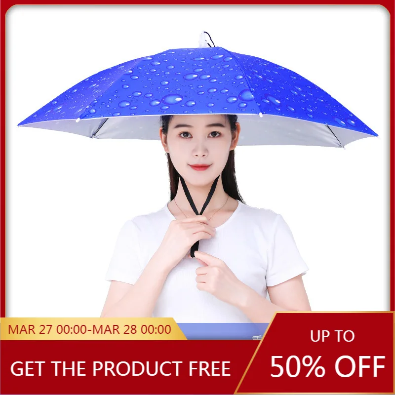

Fishman Umbrella Hat Double Layer Umbrella Worn on the Head Hat Umbrella Outdoor Overhead Sun Protection Sunshade Outdoor