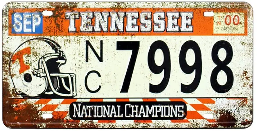 

Retro Vintage U.S. State Auto Number Tags, Tennessee, Embossed Metal License Plates, 12"x6"