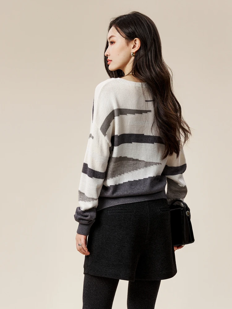 XG Snow Song вышитый цветной дизайн шерстяной свитер 2024 новый зимний свободный