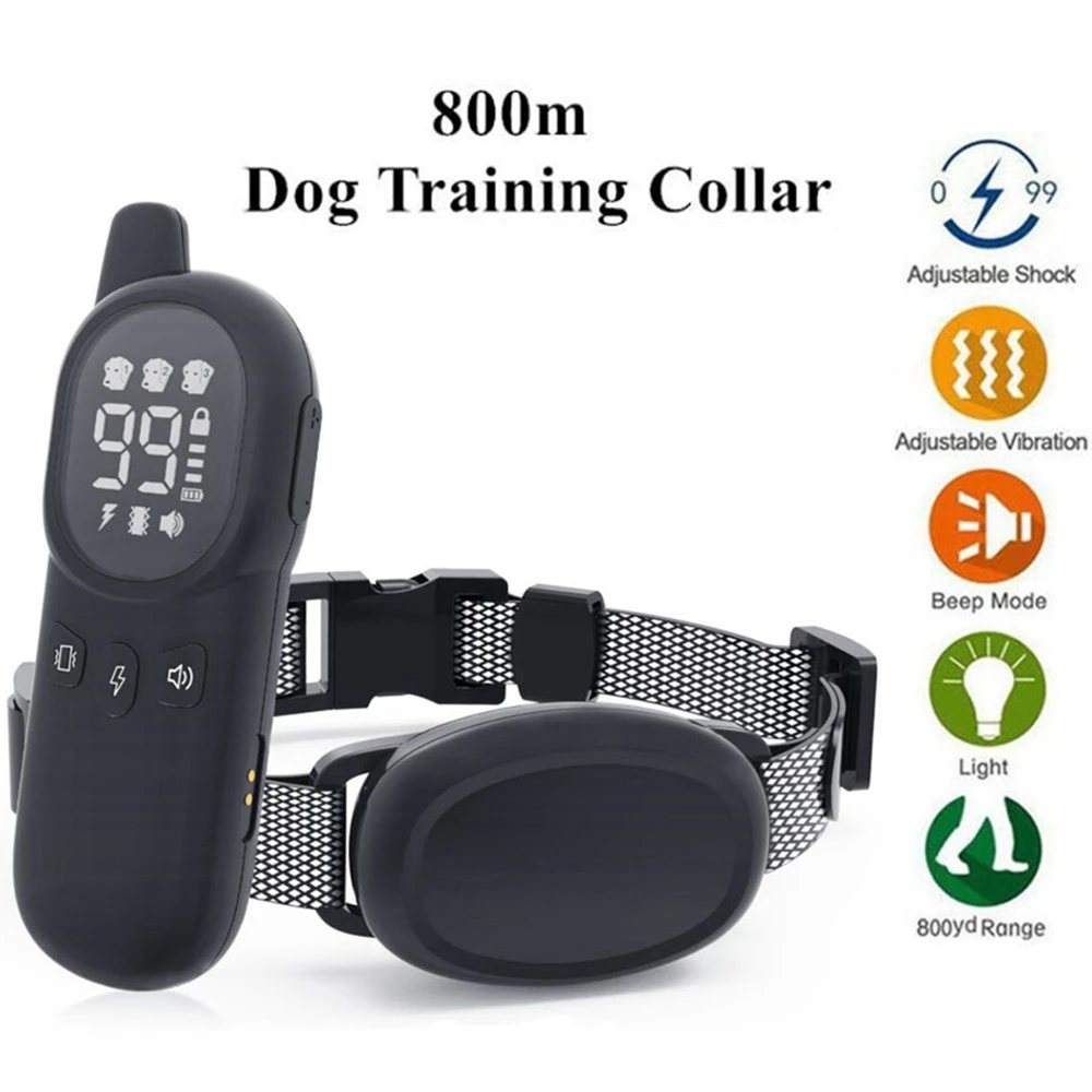 

800M Remote Dog Training Collar Pet Bark Stop Shock Collar Electric Shocker Rechargeable Waterproof vibration Pet Shock Collar