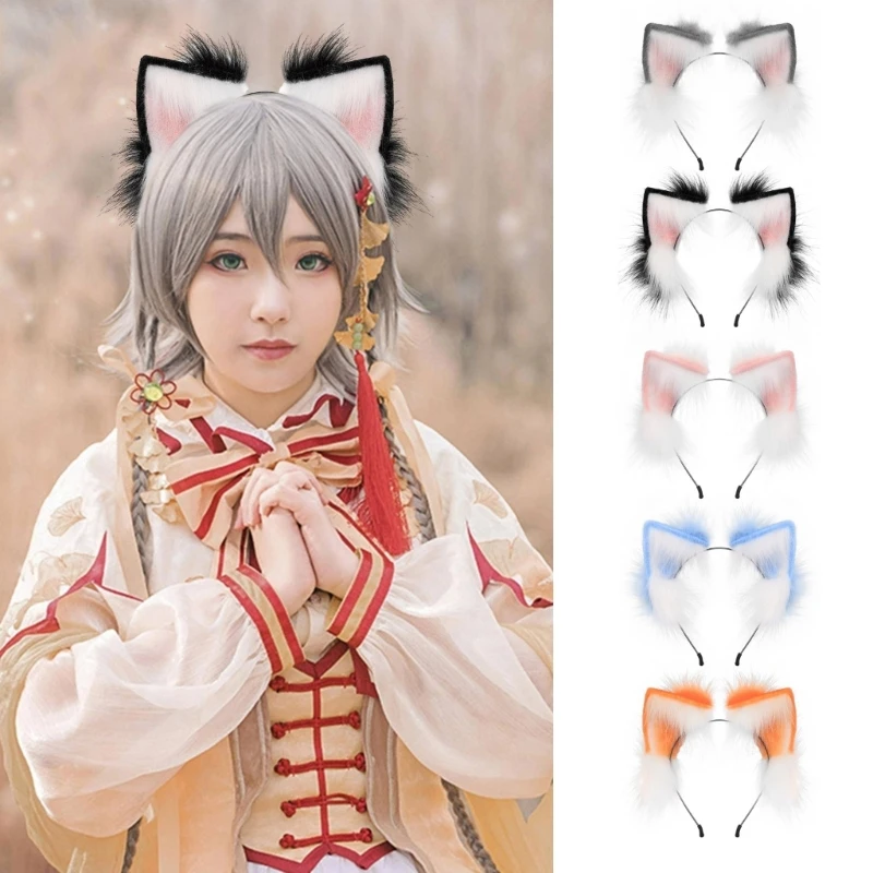 

Симпатичные лисьи ушки в прямом эфире, обруч для волос для взрослых, косплей, аниме, персонаж, декор для волос