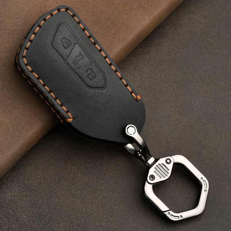 

Leather Car Key Cover Case Fob For VW Golf 8 Ring Key Cover Protector For Skoda Octavia A8 MK4 Mk8 2020 2021 Seat Leon Mk4 Cupra