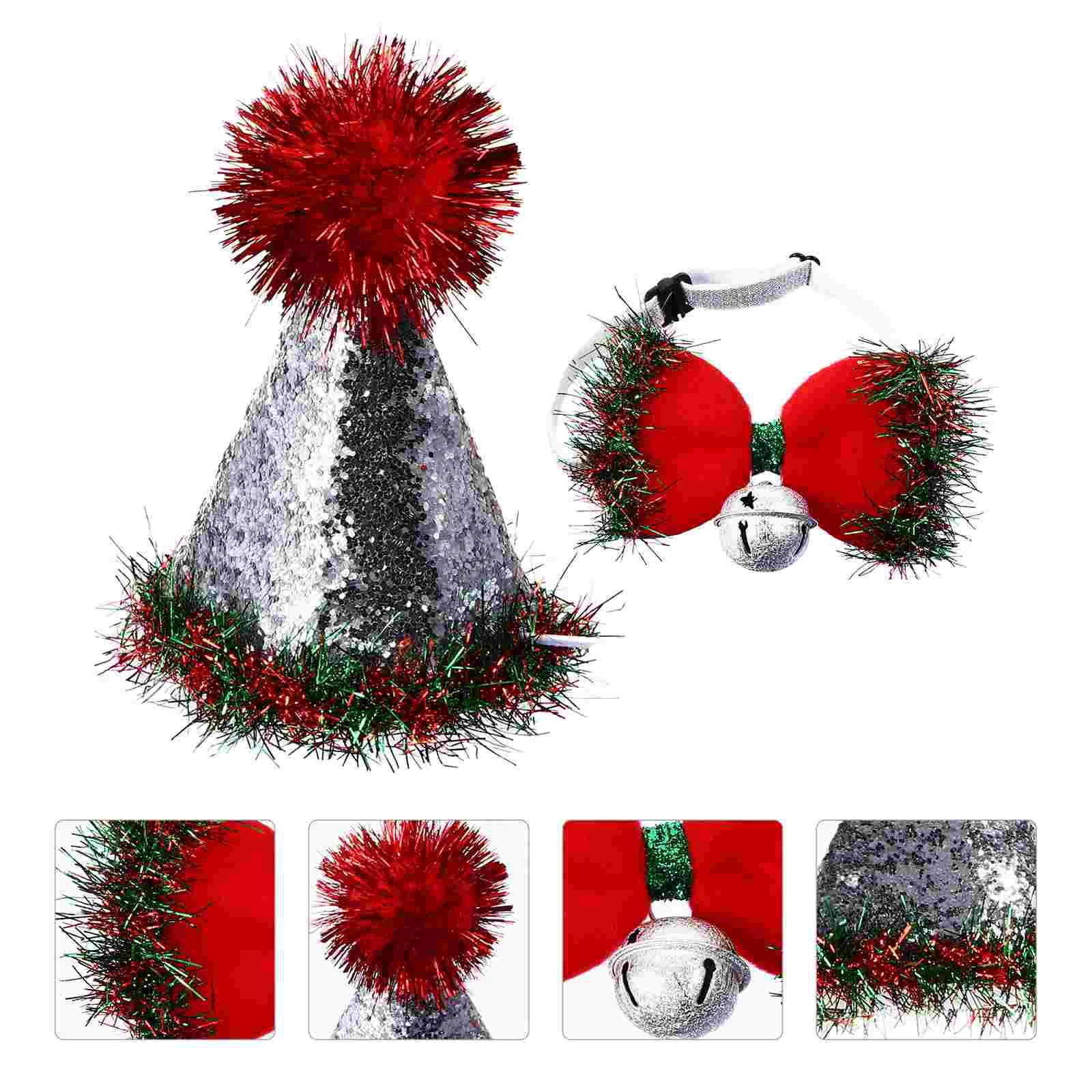 

1 Set 2 Christmas Costumes Hats Cat Ties with Bell