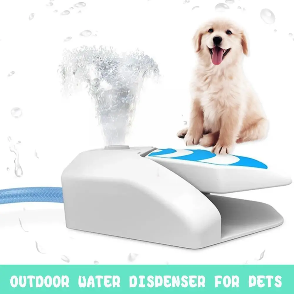 Dog Outdoor Water Fountain Pet Water Feeder Dog Step Funny Pedal Spray Foot Capacity Drinking Dispenser Automatic Drinker L V2u5