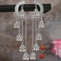 vintage long bell earrings women 2022 trendy antique silver gold plated chain ethnic indian earrings jhumki jhumka